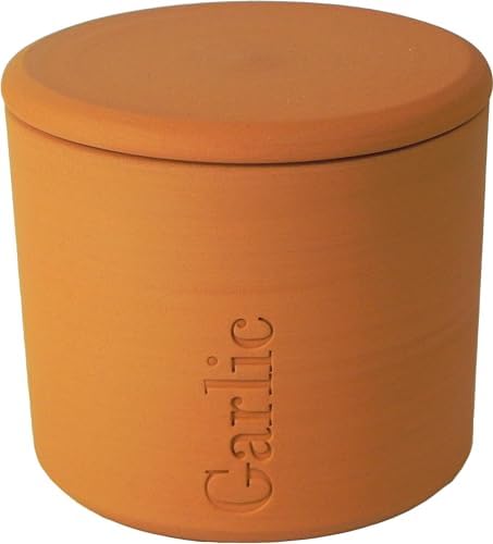 Henry Watson - Embossed Garlic Keeper - Terracotta - Made In England - 4.25 inches x 4 inches