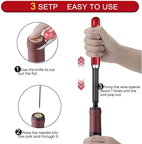 2-in-1 Air Pressure Wine Opener with Foil Cutter,Portable Wine Corkwscrew
