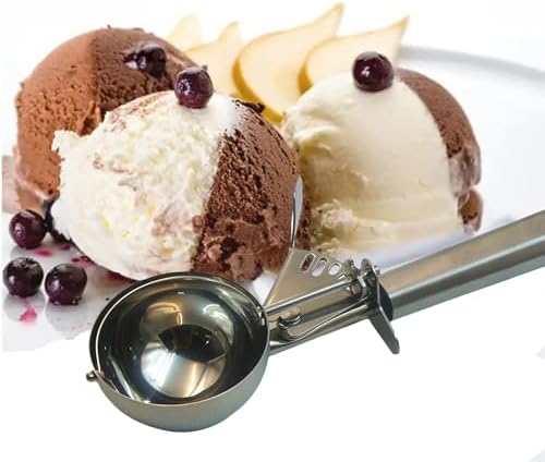 Portion Scoop with Stainless Steel Long Handle, #10 Trigger Release Disher Scoops, 3 1/4 OZ Cookie Dough Scoop for Portion Control,Cupcake Batter,Ice Cream