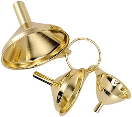 3 Pieces Gold Stainless Steel Funnel Set Kitchen Oil Liquid Metal for Canning Kitchen Tools Gold Stainless Steel Funnel Set
