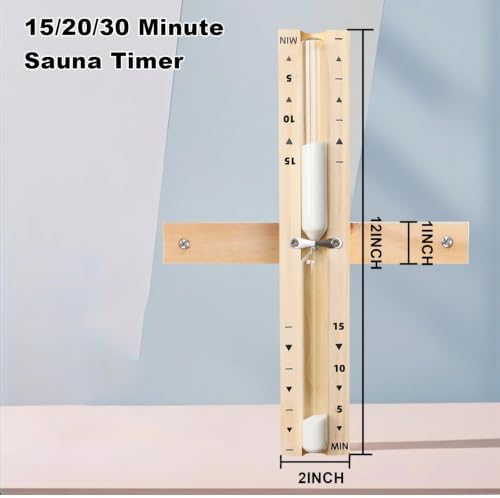 30 Minute Sauna Sand Timer, Rotating Wooden Sauna Hourglass with White Sand, Heat Resistant Hour Glass Timer for Sauna SPA Room