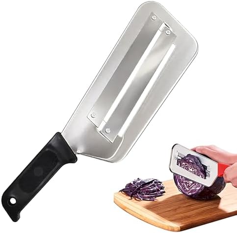Stainless Steel Shredder Knife, Double-Layer Slicer Multifunctional Vegetable Cutter Cabbage Slicer shredder, Sharp Blades Durable Julienne Cutter, Easy to Clean Stainless Steel Grater (Black, 1pcs)