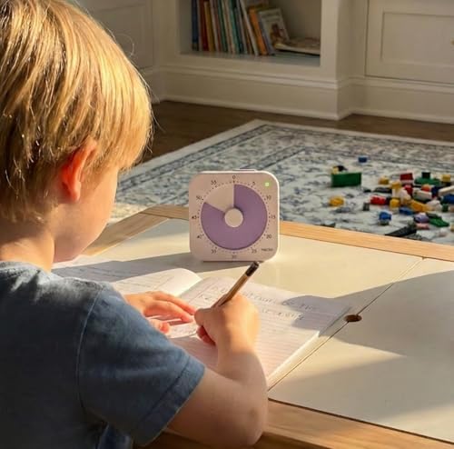60 Minute Visual Timer for Kids - Premium Countdown Timer with Magnetic Back & Pause Function, Silent Operation for Classroom Teaching Home, Time Management Tool(Batteries Included) (Purple)