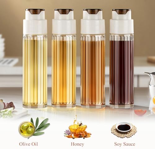 Limso Glass Olive Oil Bottle Dispenser, 17oz / 500ml Oil and Vinegar Dispenser, Automatic Opening and Closing of Bottle Caps (Grey)