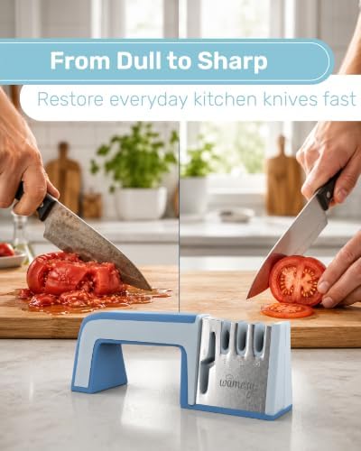 Wamery Knife & Scissors Sharpener, 4-Stage Pull-Through with Scissors Slot