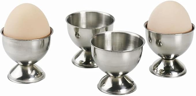 Egg Cracker Topper Set for Soft Boiled Eggs Includes 1 Stainless Steel Egg Topper 4 Egg holder cups 4 Egg Spoons 1 Egg Timer 1 Egg Yolk Separator