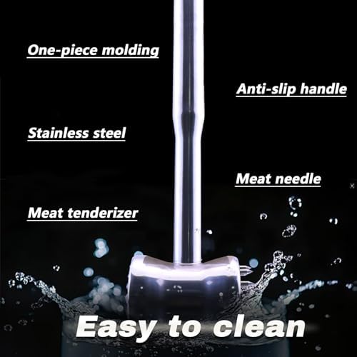 Dual-Sided 2-in-1 Stainless Steel Meat Tenderizer Tool, Meat Mallet Hammer