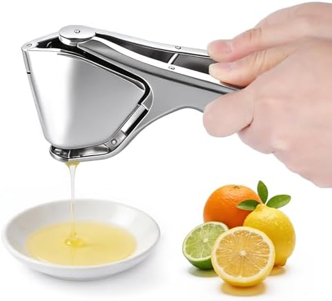 Stainless Steel Lemon Squeezer, Handheld Citrus Juicer with Seed Strainer