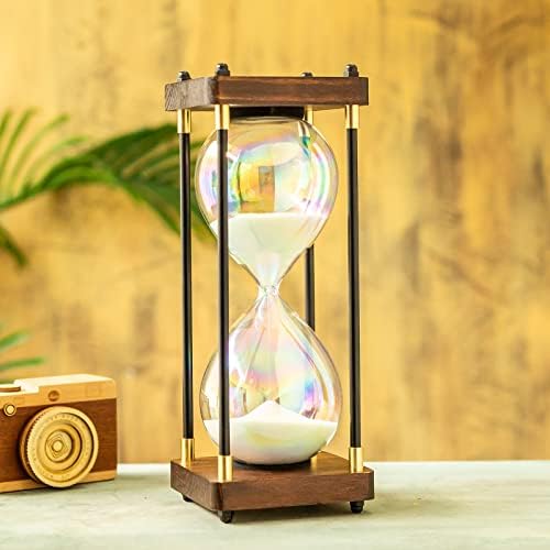 Rainbow Hourglass Timer,60 Minutes Sand Timers,Hour Glass with Sand Timer for Gift,Hourglass Decor for Home, Desk,Office, Wedding Decor (White)
