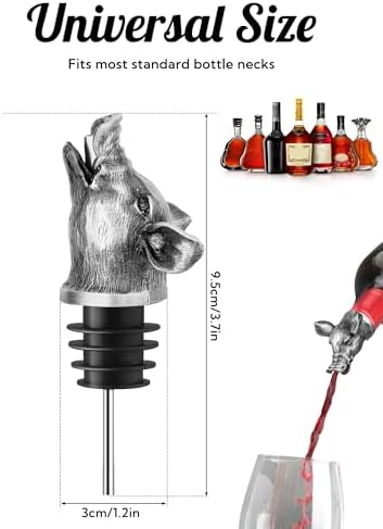 Animal Wine Pourer Spout, Drip Free Bottle Pourer & Stopper for Wine and Liquor Bottles, Funny Gift for Men, Dad, Hostess and Housewarming, Bar Cart Accessory for Holiday Party Decor, Multiple Animal