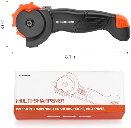 Rushmore 6-in-1 Garden Tool & Knife Sharpener – Carbide & Ceramic Blades for Pruners, Scissors, Axes, Machetes, Hedge Shears & Lawn Mower Blades – Repairs, Hones & Maintains Edges