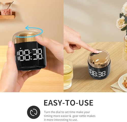 Kitchen Timer, 360 Rotate, Countup/Countdown, LED, Volume