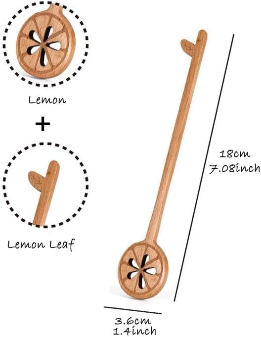 Lemon Design Wooden Tea Spoons 6 Pack Coffee Mixing Honey Spoons for Kitchen Stirring Dessert