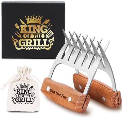 Christmas Dad Gifts, Best Dad Ever Gifts, Stainless Steel Meat Shredder Claws for Pulled Pork, Chicken BBQ Smoker Accessories, Grilling Gifts, Marshmallow Roasting Sticks Set of 5
