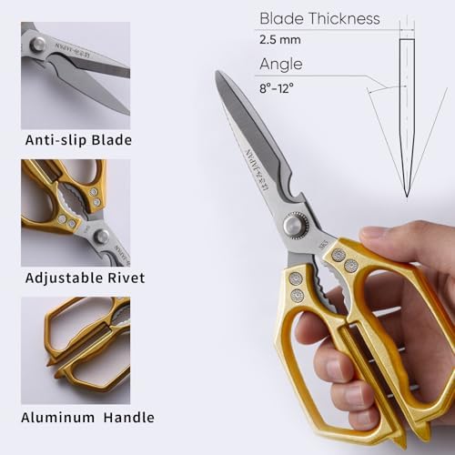 Kitchen Scissors - Kitchen Shears for Food, Sharp Meat Cutting Scissor, Heavy Duty Poultry Shear for Food, Japan Cooking Scissors, Chicken Shears Gifts for Men Women