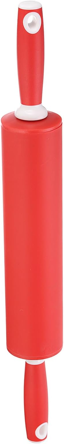 HARFINGTON Silicone Rolling Pins for Baking 20.5 Inch Rubber Handle Non-Stick Rolling Pin Small Roller Playdough Rolling Pins for Dough Pizza Pastry Fondant Kitchen, Red