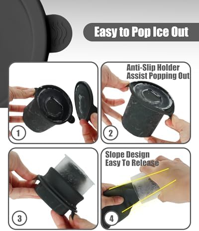 Ice Molds for Owala 24-40oz, Set of 3, Food-Grade Soft Silicone, No White Residue, Easy to Release, Straw Placement Compatible with Owala FreeSip, Keeps Drinks Cold Longer (Dark Grey)