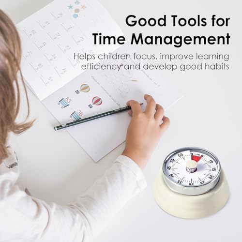 Visual Timer, Teeloray 60-Minute Countdown Timer with Magnetic Base (White)