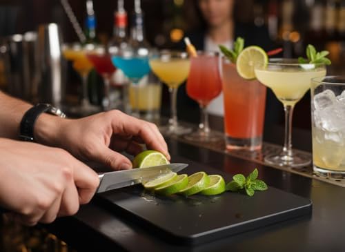 10x6 Inch Small Cutting Board and Bar Board Set, Black Plastic - 3 Pack