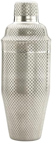 Barfly 3-Piece Diamond Lattice Etch Japanese Cocktail Shaker Set (24 Oz/700ml), Stainless Steel