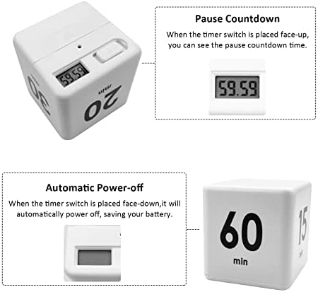 Feilifan Cube Timer, Productivity Cube Rotating Timer, 1-3-5-10 Minute
