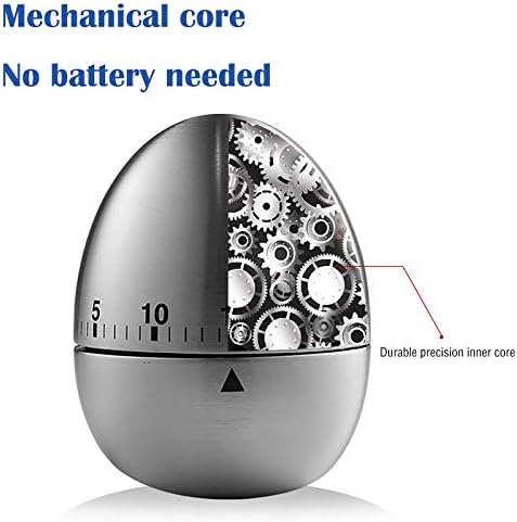 U/S Egg Kitchen Timer Cute Manual,Stainless Steel Metal Mechanical Visual Countdown Cooking Timer with Loud Alarm for Kids Cooking Tools