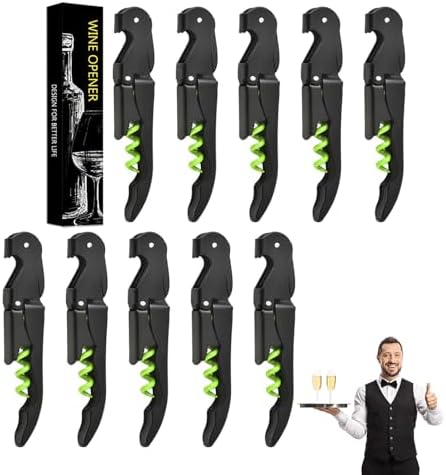 Wine Opener Waiter Corkscrew, Professional Wine Key for Servers, Bartender with Foil Cutter, Manual Wine Bottle Opener Double Hinged (2 Gift Box, Black Green)