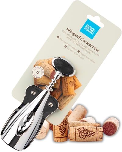 Spiral Corkscrew Wine Bottle Opener- by Taylors Eye Witness, Easy to Use, Guaranteed to Cleanly Remove Cork Without Tearing, Dishwasher Safe, Essential Kitchen Gadget for Wine Lovers, Chrome