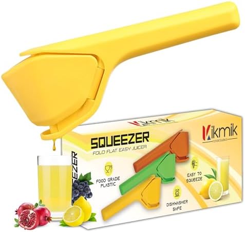 Lemon Squeezer - CitrusEase Foldable Hand Juicer: Effortless Juicing with Space-Saving Ergonomics Design – Manual Lemon Juicer with Sideways Pivot for Maximum Juice Yield- Yellow