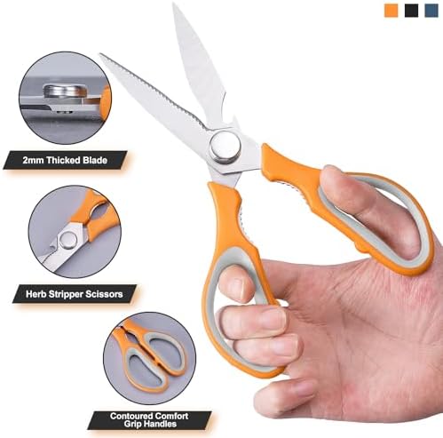 3-Pack Kitchen Shears Heavy Duty All Purpose Stainless Steel Scissors Dishwasher Safe Cooking for Meat, Chicken, Fish, Vegetable