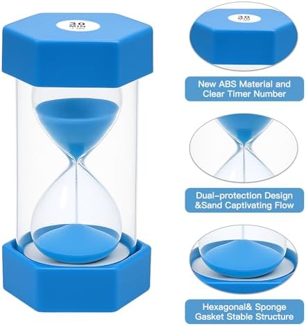 Hexagonal Sand Timer Set, 8-Pack, 2 to 30 Minute, Colorful