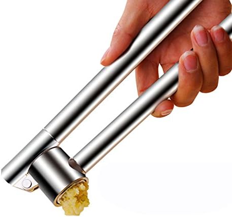 Stainless Steel Garlic Press Extended Handle Heavy Duty Garlic Mincer and Crusher Manual Kitchen Tool