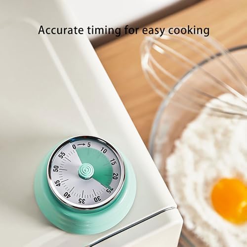 Elegant Stainless Steel Vintage Kitchen Timer with Magnetic Attachment - 60-Minute Countdown & Audible Alarm, Perfect for Cooking, Office Tasks, and Study Sessions (01-Yellow)
