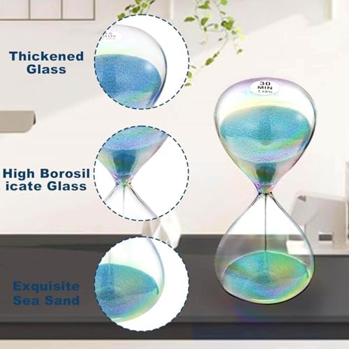 SuLiao Sand Timer 30 Minute Hourglass,Turquoise Sand Clock,Large Sand Watch 30 Min,Colorful Biloba Puff Minimalist Hour Glass Sandglass for Home,Desk,Office Decorative
