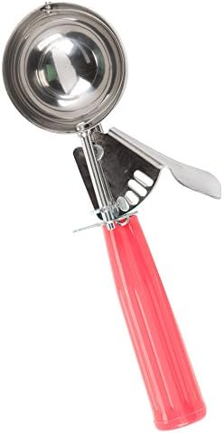 Tiger Chef Red 1/3 oz Stainless Steel Ice Cream Scoop Disher - NSF Certified - For ice cream, frozen yogurt, cookie dough, meat balls, rice dishes, and vegetable purées. (1, 1-1/3 oz Red)