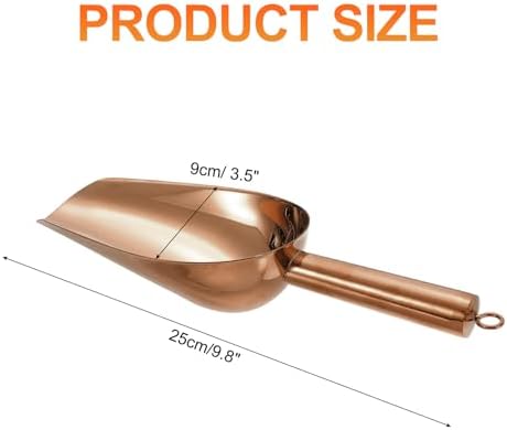 uxcell Metal Ice Scoop, 9.8" x 3.5"Stainless Steel Ice Scooper for Kitchen Party Bar Wedding Use, Rose Gold