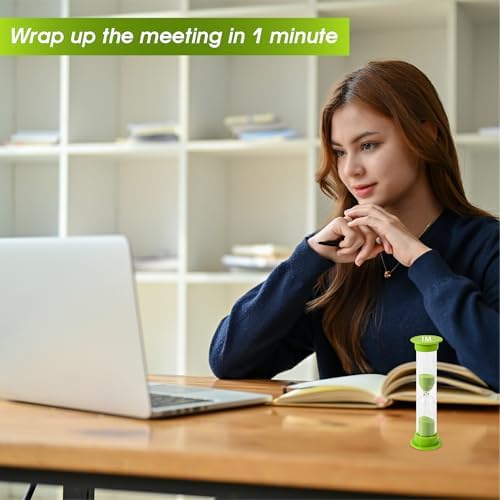 Sand Timer for Kids - 1 Minute Set of 4 Hour Glass - Green Color- Acrylic Covered for Classroom, Home & Kids Room