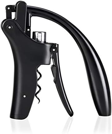 True Vertical Corkscrew Wine Opener with Easy Motion Lever Handle, Durable Stainless Steel and Plastic, Perfect for Home Bar, Kitchen, Outdoor Party, Housewarming Gifts, Set of 1, Black