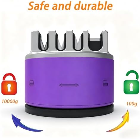 VIRO Compact Suction Kitchen Chef Knife Scissors Sharpener for Straight & Serrated Knives, 4-Stage Knife Sharpening Tool Helps Repair and Restore Blades (Purple)