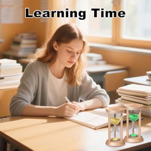 SuLiao Sand Timer, Colorful Wood Hourglass Timer, Wooden Sand Clock 1 min/2 min/3 min/5 min/10 min, Sandglass Hour Glass for Brushing Children's Teeth, Cooking, Games, School, Office (Pack of 5)