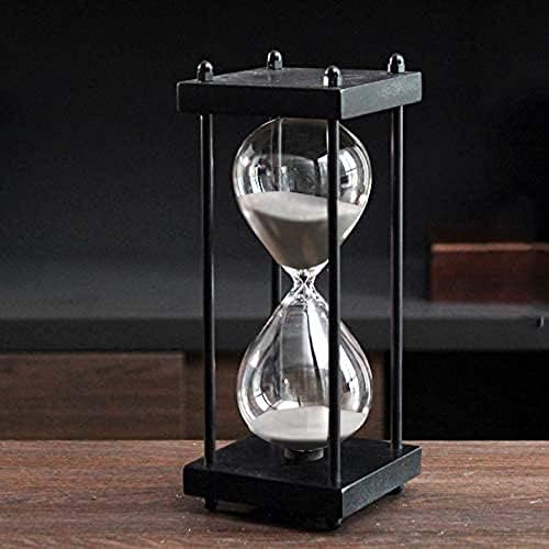 SAMLONG Large Hourglass Timer 60 Minute, Black Wooden Sandglass, White