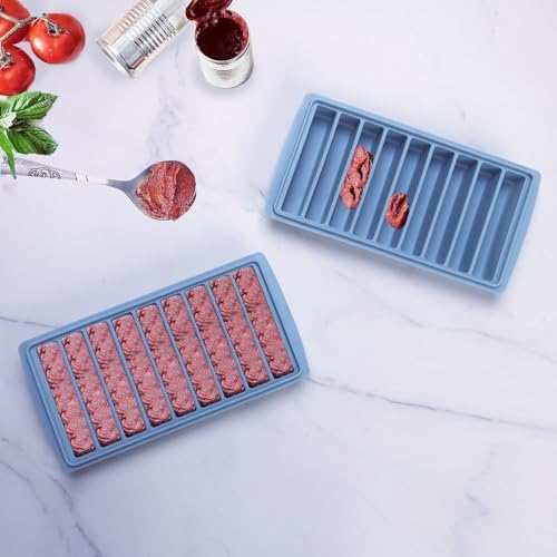 Silicone Ice Cube Freezer Tray with Lid,Leak Resistance & Dishwasher Safe,Perfect for Storing Garlic, Ginger, Pesto, Herbs, Lemon Juice,Vegetable Purees,Purees and More (Blue 4 Sets 1.7 oz/9 Sections)