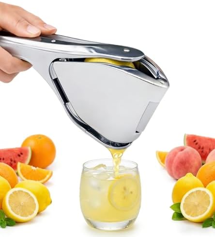 Silver Manual Lemon Squeezer, Handheld Citrus Press for Lemons and Limes