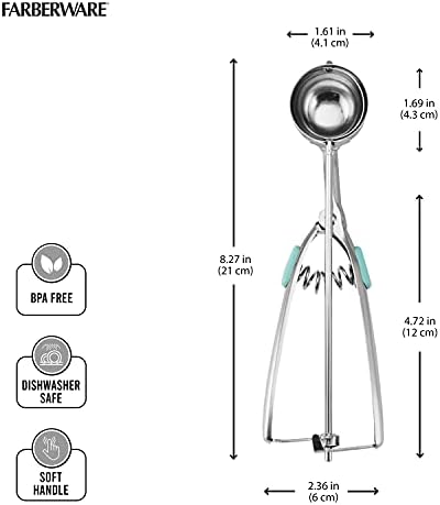 Farberware Professional Cookie Scoop, Stainless Steel Dough Scoop with Easy Squeeze Release for Uniform Cookies, Meatballs, and Ice Cream Scoops - Dishwasher Safe