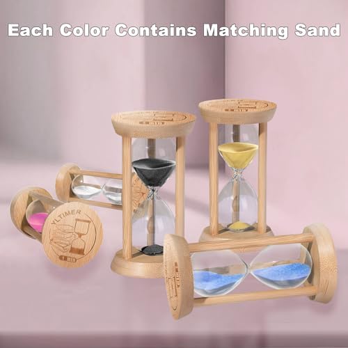 10 Minute Wooden Sand Timers, Bamboo Black Sand Hourglass for Productivity, Meditation & Decor, 10 Min Reloj De Arena for Kitchen, Office, Yoga, Game, Classroom