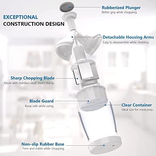 Pamperεd Chef Food Chopper, Vegetable Chopper, Onion Chopper, Garlic Chopper, Manual Hand Chopper For Vegetables Salads Onion Ginger Carrot Garlic Fruit Nuts, Dishwasher-safe, White, Easy to Clean