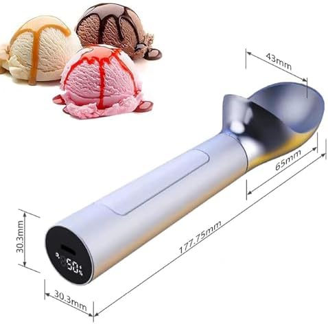 Heated Ice Cream Scoop, Rechargeable Icecream Scoop with LED Display, Rechargeable Electric Ice Cream Scoop, Maximum Heating up to 158℉ for Hard Ice Cream