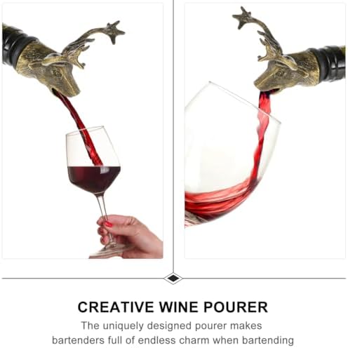STOBAZA Deer Head Wine Pourer Aerator, Stag Liquor Bottle Spouts for Alcohol, Hunting Presents for Men Dad Husband, Funny Stocking Stuffers, Zinc Alloy Elk Animal Stopper for Bar