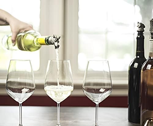 TXOKO Premium Stainless Steel Wine Pourer, Aerator and Decanter - Pour Spout for Red, White and Rose Wine, Liquor and Olive Oil! Gift Box Packaging includes extra stopper.