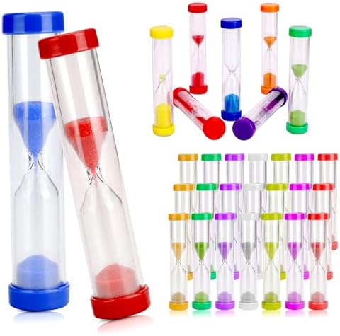 48PCS 1 Min Sandglass Hourglass Timer One Minute Plastic Sand Watch Clock for Home Kitchen Games Office
